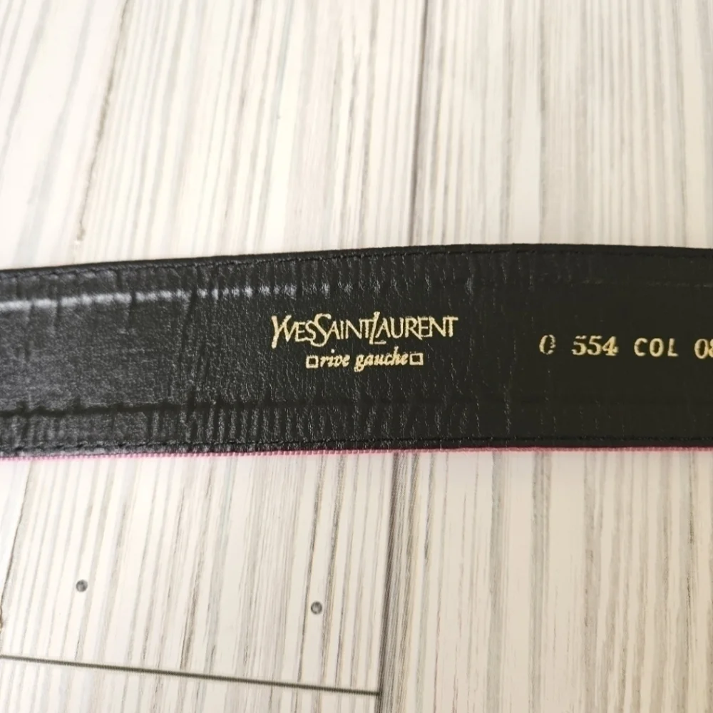 Yves Saint Laurent Rive Gauche Woven Cinch Waist Belt in Pink Size 28